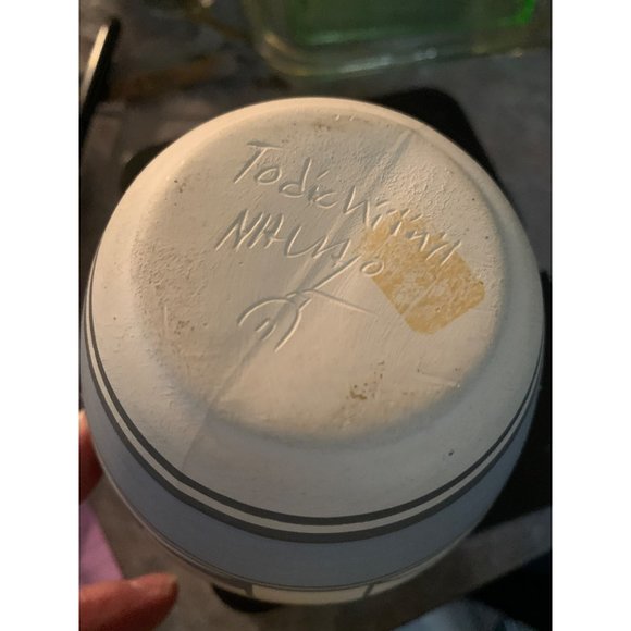 Native American Handmade Pottery Signed Todiic Wiind Southwestern 5" Vase Blue B - Picture 13 of 14